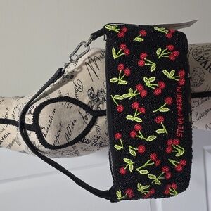 Steve Madden Bemersyn Beaded Cherries Shoulder Bag Black Red